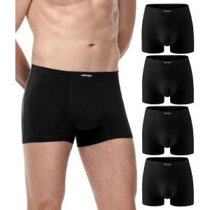 imagewirarpa Mens Cotton Trunks Underwear Short Leg Covered Band Boxer Briefs 4 PackBlack