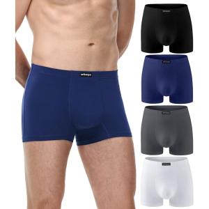 imagewirarpa Mens Cotton Trunks Underwear Short Leg Covered Band Boxer Briefs 4 PackBlackDeep GrayDeep BlueWhite