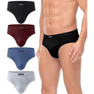 imagewirarpa Mens Underwear Cotton Stretch Briefs Covered Waistband Underpants No Fly 4 PackBlack Red Blue Heather Grey