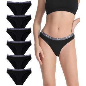 imagewirarpa Womens Bikini Panties No Panty Line Sexy Cotton Underwear 46 PackBlack6p