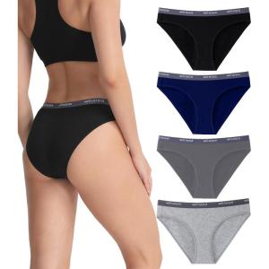 imagewirarpa Womens Bikini Panties No Panty Line Sexy Cotton Underwear 46 PackBlackDeep BlueDeep GrayHeather Gray