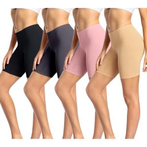 imagewirarpa Womens Cotton Boy Shorts Underwear Anti Chafing Soft Biker Short Plus Boy Shorts Panties 4 PackBlackDeep GreyBeigePink