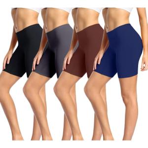 imagewirarpa Womens Cotton Boy Shorts Underwear Anti Chafing Soft Biker Short Plus Boy Shorts Panties 4 PackBlackDeep GreyDeep BlueBrowm