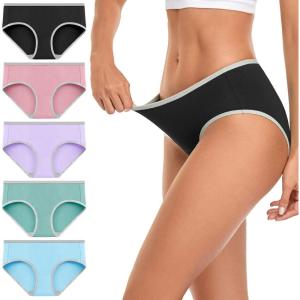 imagewirarpa Womens Cotton Underwear Mid Low Rise Full Briefs Breathable Ladies Regular Plus Size Panties 5 PackMulticolor905 Pack