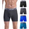 imagewirarpa Mens Boxer Briefs Cotton Stretch Underwear Open Fly Tagless Underpants Regular Leg 4 PackBlackBlueTealDeep Grey