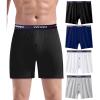 imagewirarpa Mens Boxer Underwear 100 Cotton Boxers Loose Boxer Shorts Button Fly 4 PackBlackDeep BlueHeather GreyWhite