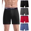 imagewirarpa Mens Boxer Underwear 100 Cotton Boxers Loose Boxer Shorts Button Fly 4 PackBlackGreyRedBlue