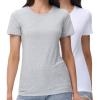 imagewirarpa Womens TShirts Cotton Crew Neck ShortSleeve Casual Tees Tops Undershirt 2 PackGreyWhite