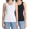 imagewirarpa Womens Tank Tops Cotton Undershirts Tanks Top Comfy Camis Base Layer 2PackBlackWhite
