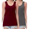 imagewirarpa Womens Tank Tops Cotton Undershirts Tanks Top Comfy Camis Base Layer 2PackDark RedDark Grey