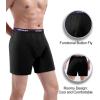imagewirarpa Mens Boxer Underwear 100 Cotton Boxers Loose Boxer Shorts Button Fly 4 PackBlack