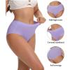 imagewirarpa Womens Cotton High Waisted Underwear Full Coverage Cotton Brief Panties 5 PackBlackLight PurpleLight BluePinkBeige