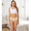 imagewirarpa Womens Cotton Underwear Stretch Mid Waisted Briefs Ladies Panties 5 Pack Regular ampamp Plus SizeBeige