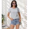 imagewirarpa Womens TShirts Cotton Crew Neck ShortSleeve Casual Tees Tops Undershirt 2 PackGreyWhite