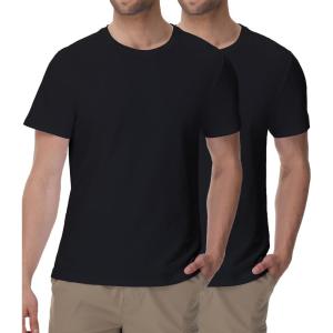 imagewirarpa Mens Cotton TShirt Short Sleeve Crew Neck Classic Undershirts for Men 2 PackBlack