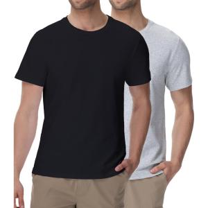 imagewirarpa Mens Cotton TShirt Short Sleeve Crew Neck Classic Undershirts for Men 2 PackBlackGray