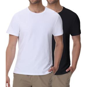 imagewirarpa Mens Cotton TShirt Short Sleeve Crew Neck Classic Undershirts for Men 2 PackBlackWhite
