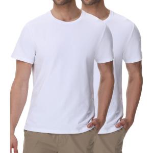 imagewirarpa Mens Cotton TShirt Short Sleeve Crew Neck Classic Undershirts for Men 2 PackWhite