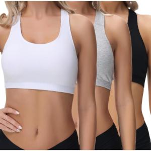 imagewirarpa Womens Bralette Cotton Racerback TBack Bralettes Crop Top No Padding Light Support 3 PackBlackGreyWhite