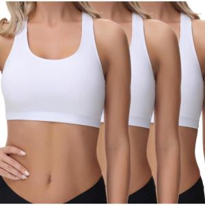imagewirarpa Womens Bralette Cotton Racerback TBack Bralettes Crop Top No Padding Light Support 3 PackWhite