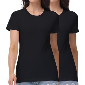 imagewirarpa Womens TShirts Cotton Crew Neck ShortSleeve Casual Tees Tops Undershirt 2 PackBlack