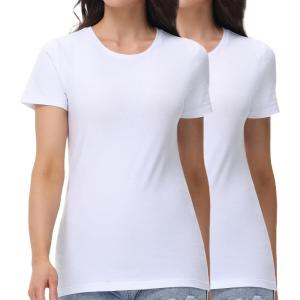 imagewirarpa Womens TShirts Cotton Crew Neck ShortSleeve Casual Tees Tops Undershirt 2 PackWhite