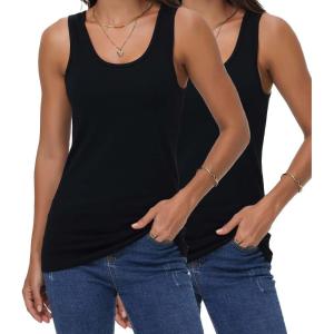 imagewirarpa Womens Tank Tops Cotton Undershirts Tanks Top Comfy Camis Base Layer 2PackBlack