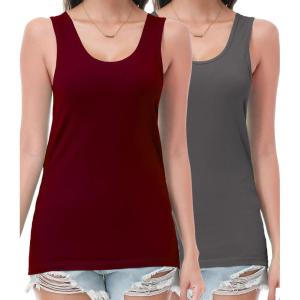 imagewirarpa Womens Tank Tops Cotton Undershirts Tanks Top Comfy Camis Base Layer 2PackDark RedDark Grey