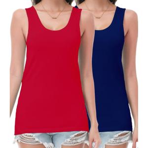 imagewirarpa Womens Tank Tops Cotton Undershirts Tanks Top Comfy Camis Base Layer 2PackNavyRed