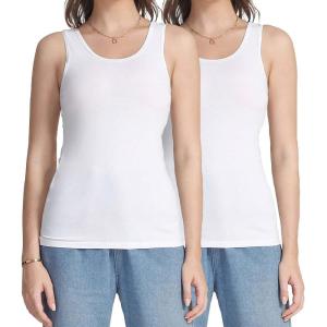 imagewirarpa Womens Tank Tops Cotton Undershirts Tanks Top Comfy Camis Base Layer 2PackWhite