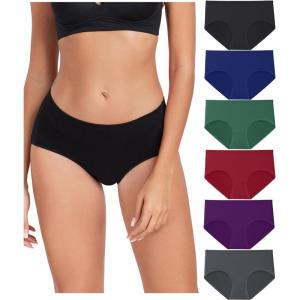 imagewirarpa Womens Underwear Cotton Hipster Panties Ladies Panties 6 Pack Regular ampamp Plus SizeBlackBlueGreenRedPurpleGrey