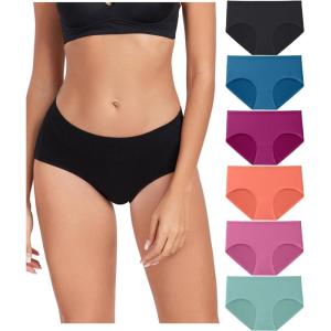 imagewirarpa Womens Underwear Cotton Hipster Panties Ladies Panties 6 Pack Regular ampamp Plus SizeBlackBluePurpleOrangePinkGreen