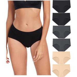 imagewirarpa Womens Underwear Cotton Hipster Panties Ladies Panties 6 Pack Regular ampamp Plus SizeBlackGreyBeige