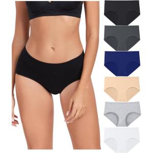 imagewirarpa Womens Underwear Cotton Hipster Panties Ladies Panties 6 Pack Regular ampamp Plus SizeBlackGreyNavyLight GreyWhiteBeige