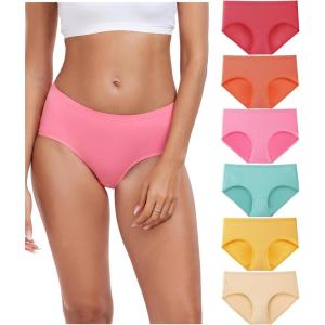 imagewirarpa Womens Underwear Cotton Hipster Panties Ladies Panties 6 Pack Regular ampamp Plus SizeRedOrangePinkGreenYellowBeige