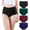 imagewirarpa Womens Modal Underwear Soft High Waist Briefs Ladies Panties 4 Pack Regular ampamp Plus SizeBlackGreenRedNavy