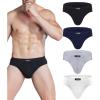 imagewirarpa Mens 100 Cotton Briefs Underwear No Fly Covered Waistband 4 PackBlackDark BlueLight GreyWhite