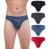 imagewirarpa Mens 100 Cotton Briefs Underwear No Fly Covered Waistband 4 PackBlackDark GreyRedBlue