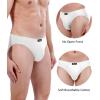 imagewirarpa Mens 100 Cotton Briefs Underwear No Fly Covered Waistband 4 PackBlackDark BlueLight GreyWhite
