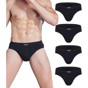 imagewirarpa Mens 100 Cotton Briefs Underwear No Fly Covered Waistband 4 PackBlack4 Pack