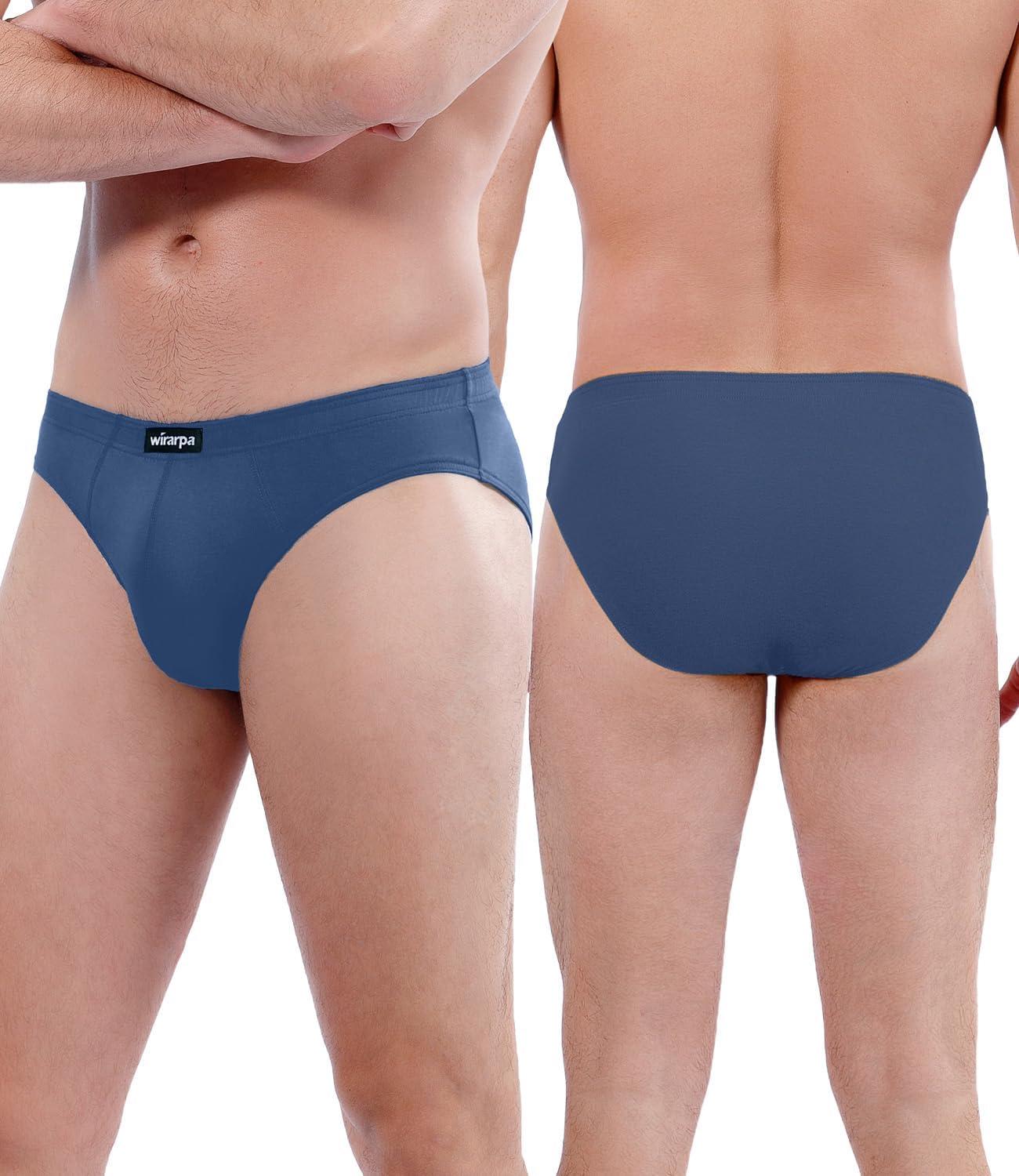 imagewirarpa Mens 100 Cotton Briefs Underwear No Fly Covered Waistband 4 PackBlackDark GreyRedBlue