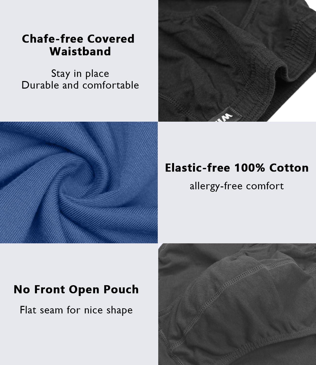 imagewirarpa Mens 100 Cotton Briefs Underwear No Fly Covered Waistband 4 PackBlackDark GreyRedBlue