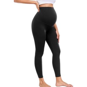imagewirarpa Womens Maternity Leggings Over The Belly Pregnancy Yoga Pants Buttery Workout Activewear 25quotBlack