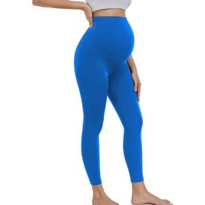 imagewirarpa Womens Maternity Leggings Over The Belly Pregnancy Yoga Pants Buttery Workout Activewear 25quotBright Blue