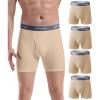 imagewirarpa Mens Boxer Briefs Cotton Stretch Underwear Open Fly Tagless Underpants Regular Leg 4 PackPackBeige