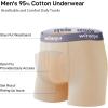 imagewirarpa Mens Boxer Briefs Cotton Stretch Underwear Open Fly Tagless Underpants Regular Leg 4 PackPackBeige
