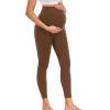 imagewirarpa Womens Maternity Leggings Over The Belly Pregnancy Yoga Pants Buttery Workout Activewear 25quotBrown