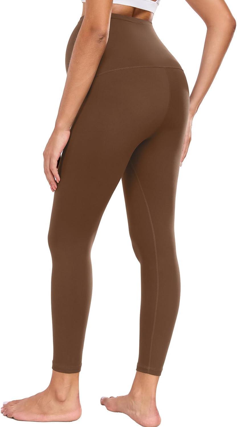 imagewirarpa Womens Maternity Leggings Over The Belly Pregnancy Yoga Pants Buttery Workout Activewear 25quotBrown