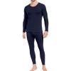 imagewirarpa Mens Cotton Long Johns Thermal Underwear Set Base Layer Lightweight Long Sleeve Top and BottomNavy