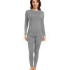 imagewirarpa Womens Fleece Lined Thermal Underwear Set Long Johns Base Layer Set for Women Winter Top BottomLight Grey